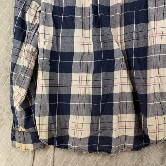 Vanilla Star Womens S Flannel Shirt Blue Plaid Long Sleeve Button Front Western - Picture 14 of 16